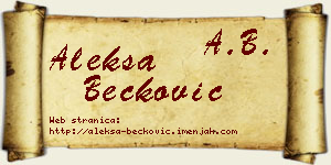 Aleksa Bećković vizit kartica